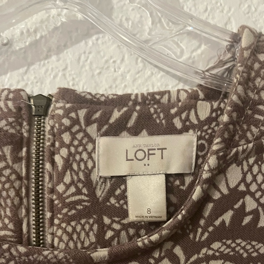 LOFT Brown and Cream Floral Dress